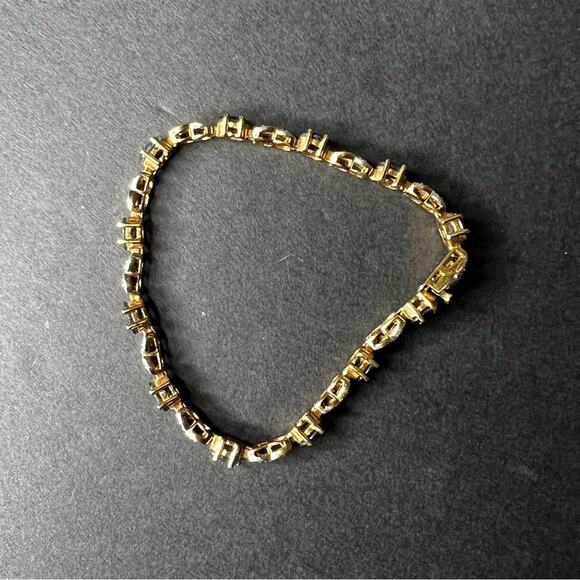 OG Gold Overlay Blue Topaz Gemstone Bracelet - Picture 5 of 8